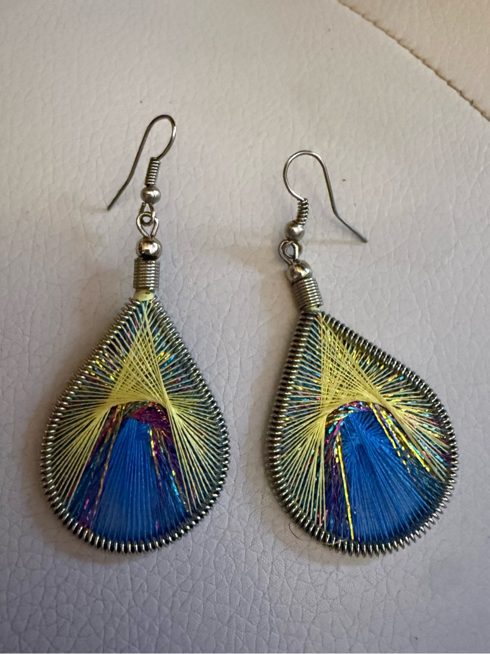Peacock Teardrop Dangle Earrings Handcrafted